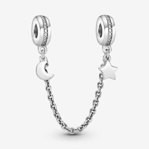 Pandora Half Moon and Star Safety Chain Charm